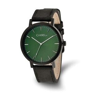 Kazi Luxury Chisel Matte Black IP-plated Green Dial Watch